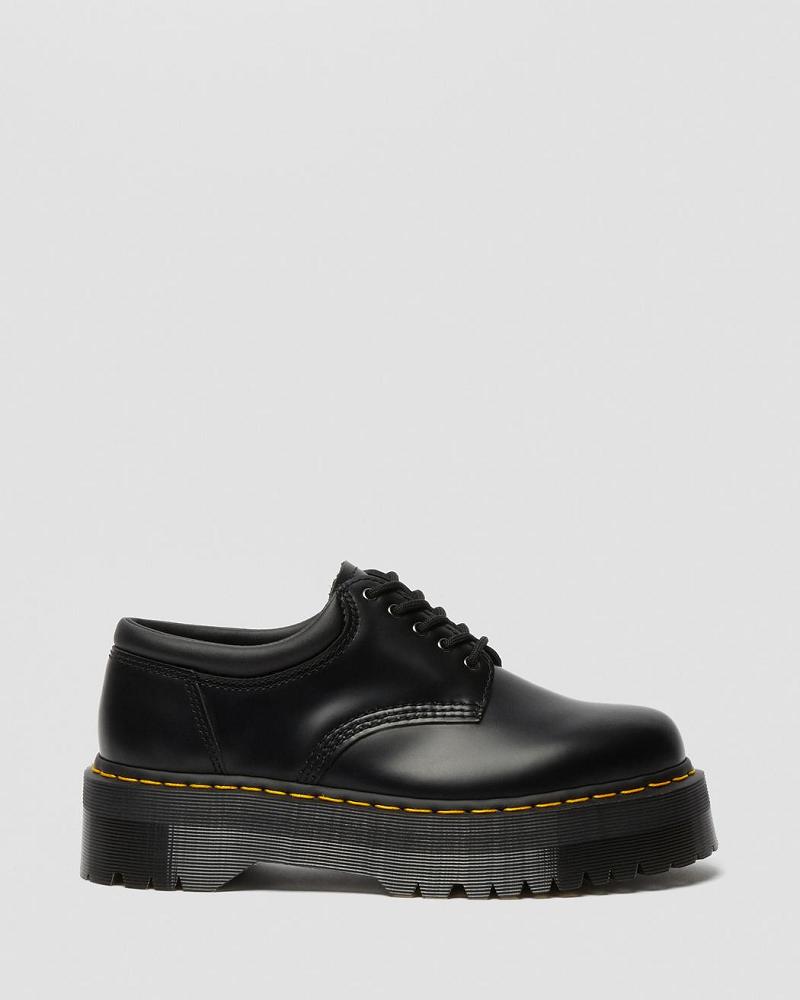 Black Men's Dr Martens 8053 Leather Platform Oxfords Shoes | CA 613BEX